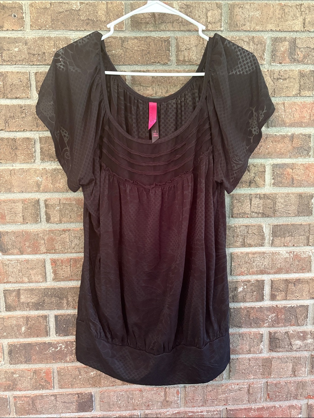 Pure Energy Black Short-Sleeve Scoop Neck Tunic